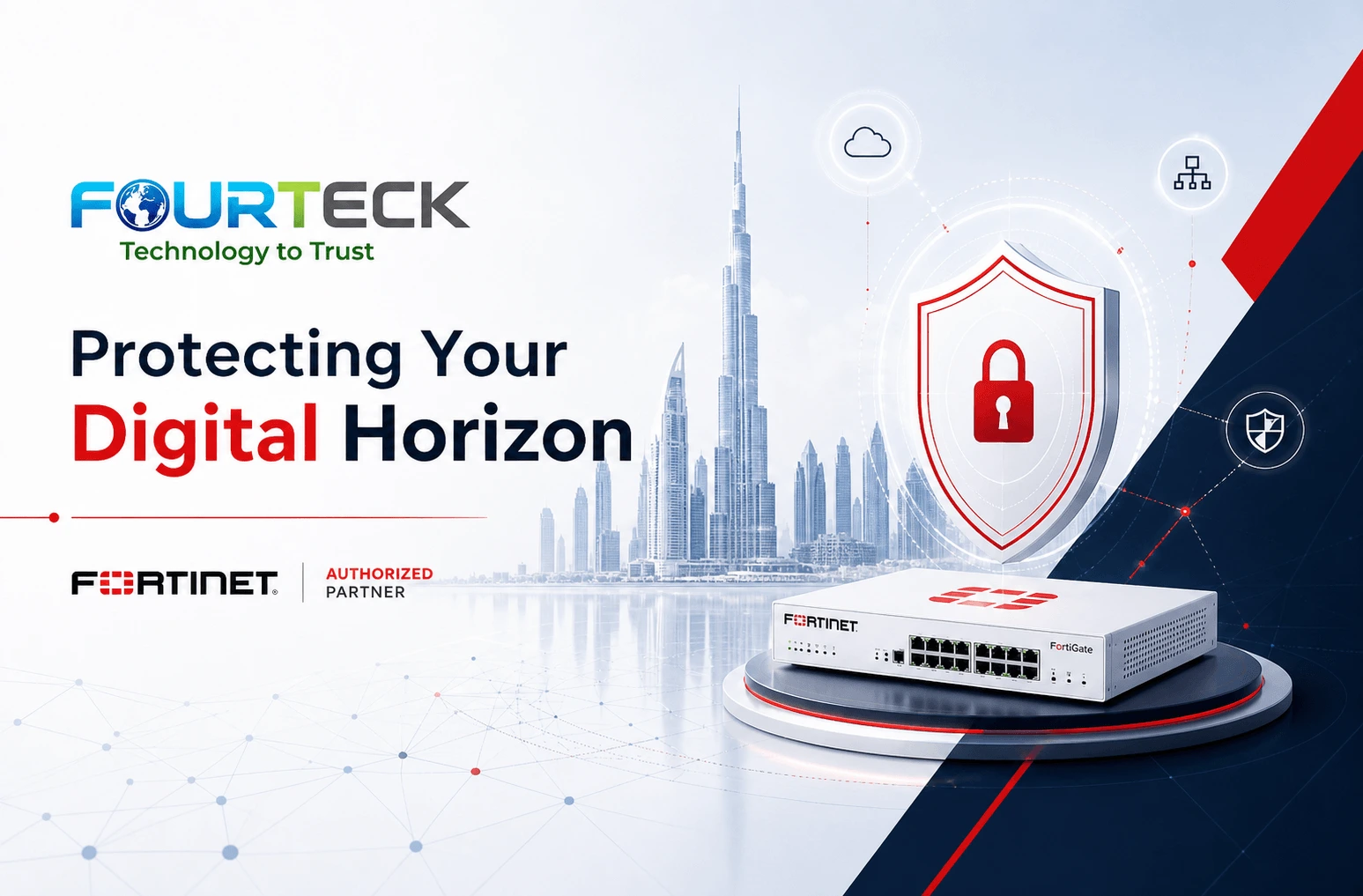 Fourteck and Fortinet UAE FortiGate cybersecurity partner banner