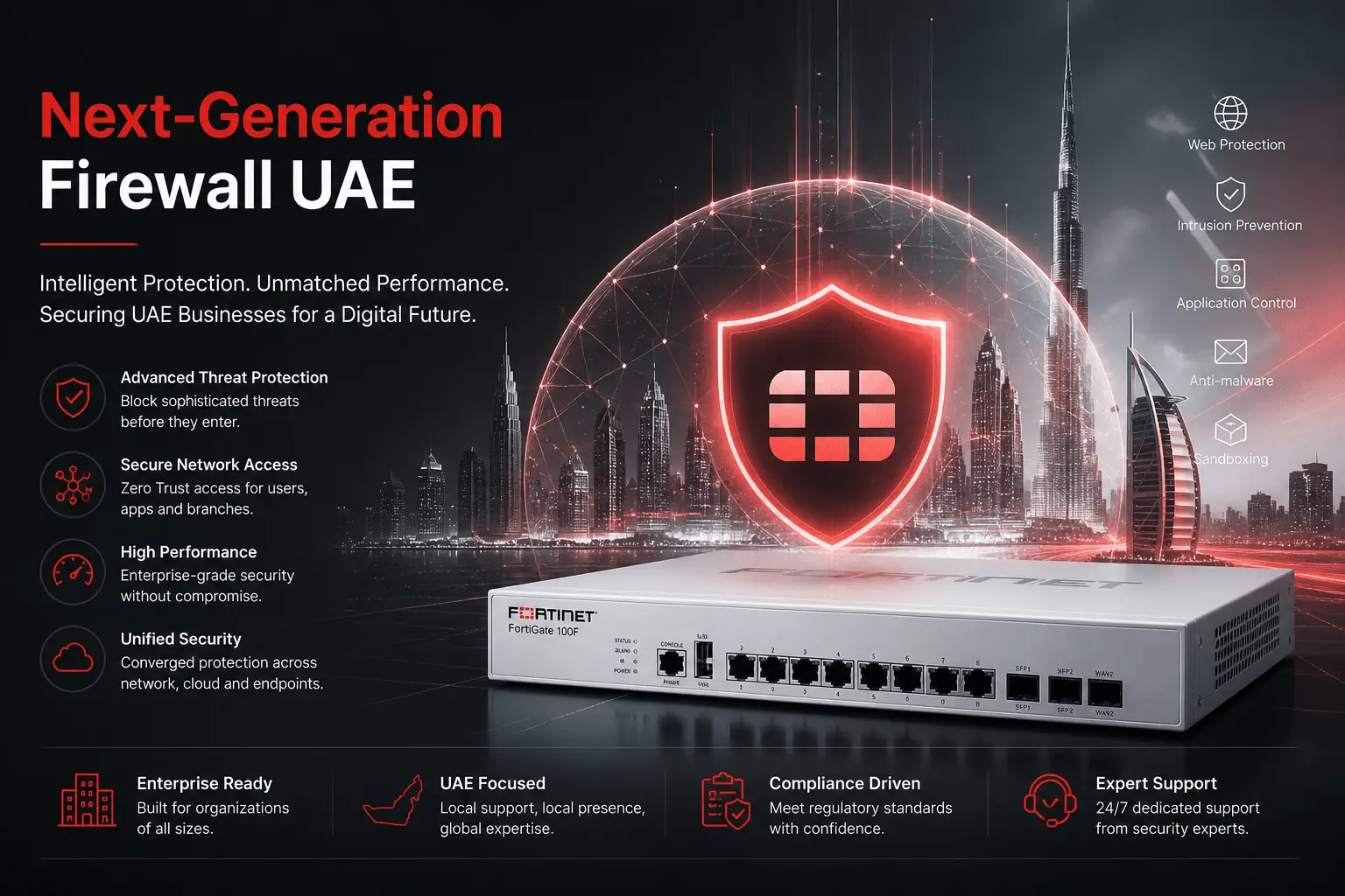 Fortinet FortiGate firewall appliance for UAE business network security